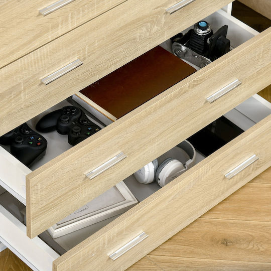 Wooden Chest of Drawers with 4 Drawers White and Oak 76x35x72cm