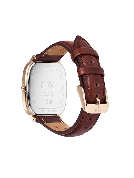 Daniel Wellington St Mawes Γυναικείο Ρολόι Μπαταρίας με Καφέ Δερμάτινο Λουράκι