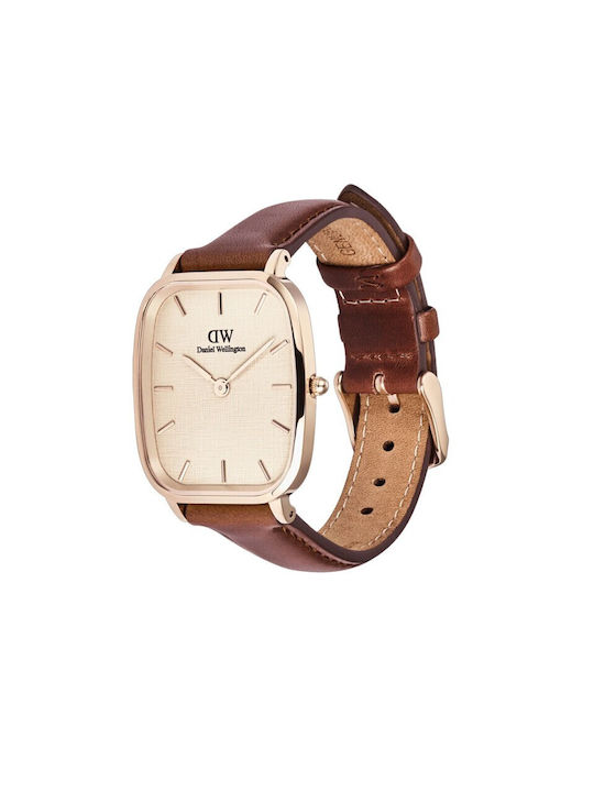 Daniel Wellington St Mawes Γυναικείο Ρολόι Μπαταρίας με Καφέ Δερμάτινο Λουράκι
