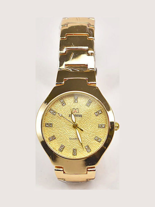 Ieke-6128 Set Womens Battery Watch With Gold Metal Bracelet
