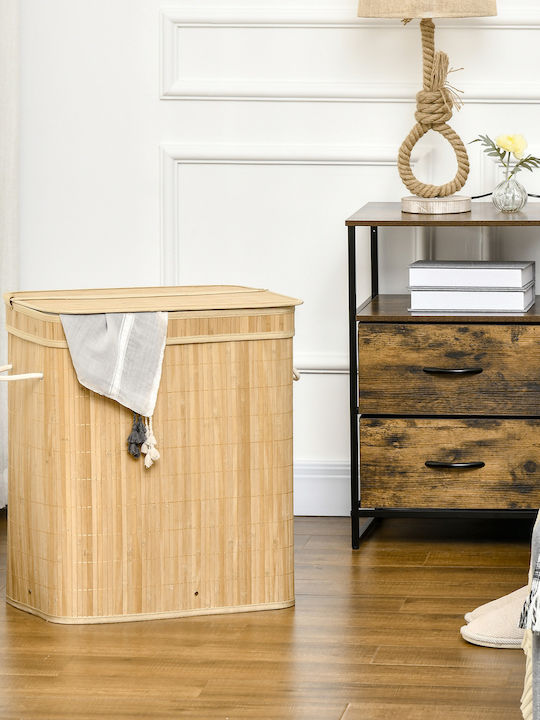 HomCom Καλάθι Απλύτων Bamboo Πτυσσόμενο 90lt με Καπάκι Λευκό