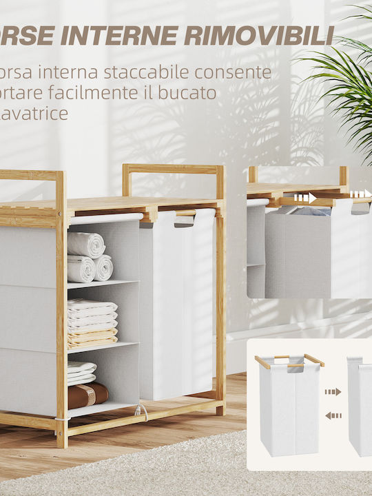 HomCom Кош за Пране Бамбуков 83л 70x36x70см Бял
