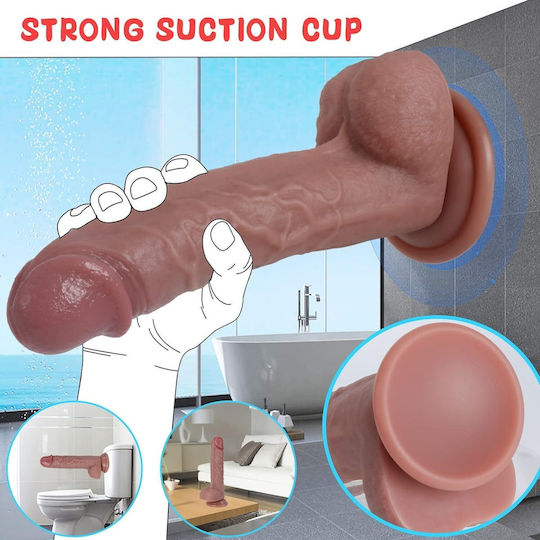 SMD Boytoy Glass Dildo with Balls and Suction Cup Flesh 19.5cm
