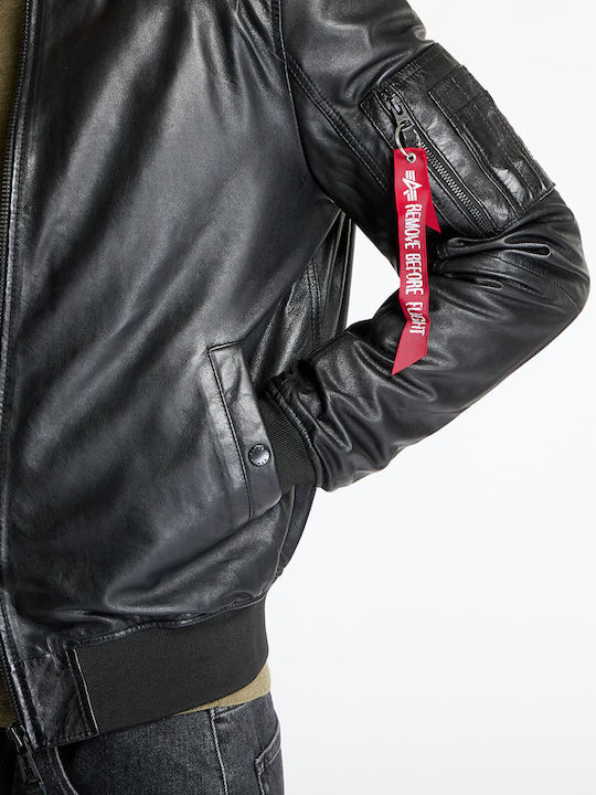 Ma-1 Leather Jacket Black