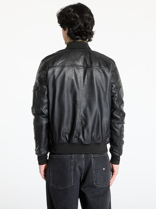 Ma-1 Leather Jacket Black