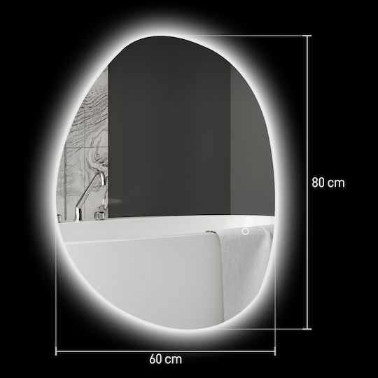 HomCom Καθρέπτης Μπάνιου Led από Πλαστικό με Μήκος 80cm Ασημί