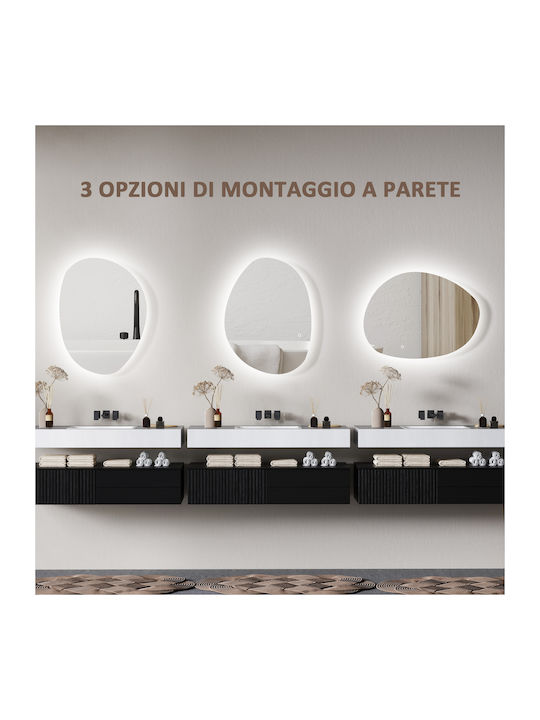 HomCom Oglindă de Baie Lumini LED din Plastic cu Lungime 80cm Argintiu