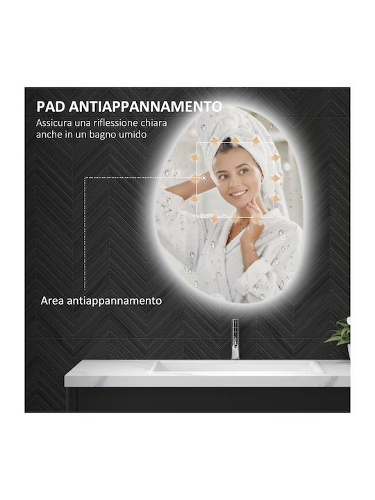 HomCom Oglindă de Baie Lumini LED din Plastic cu Lungime 80cm Argintiu