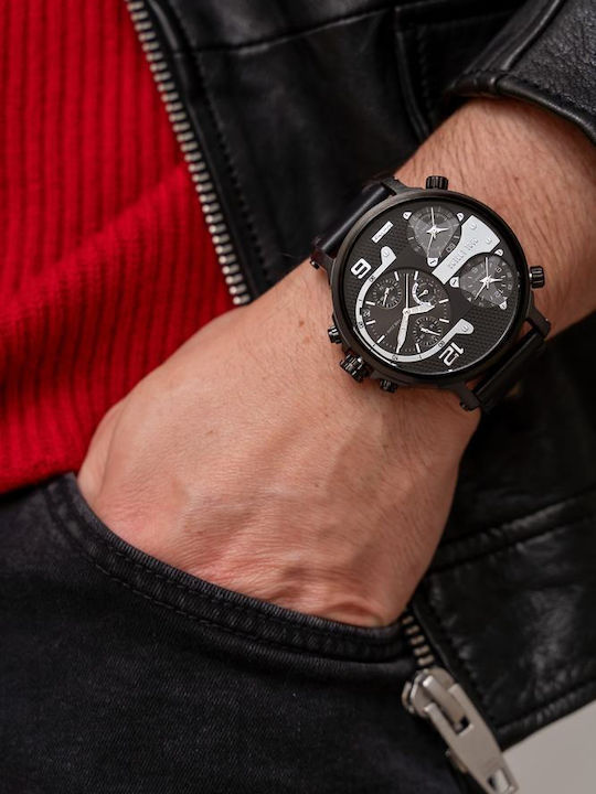 Paul Lorens Men's Watch 52mm Chronograph Battery with Black Leather Strap
