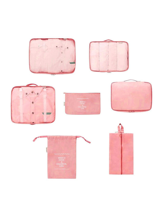 Set of 7 Pink Travel Organizing Bags Set of 7 Pink Travel Organizing Bags