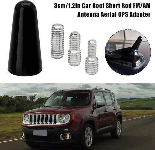 Car Antenna Roof Threaded Black Short for Radio in Black Color