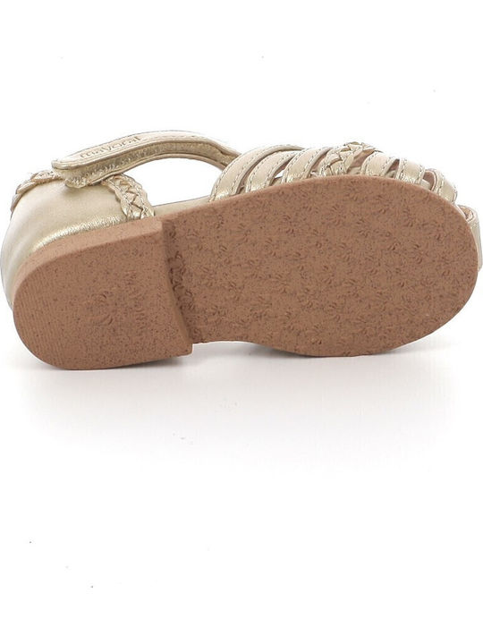 Kids Anatomic Ballerinas With Hoop & Loop Closure Leather Gold