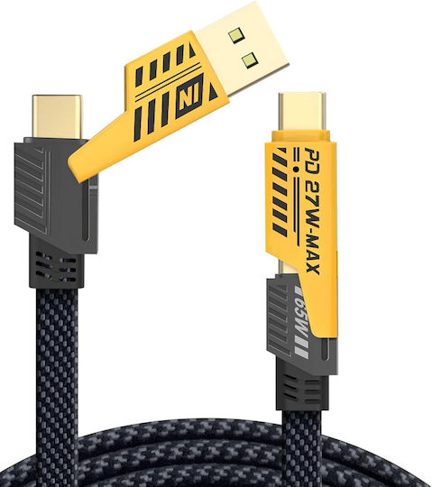 4in1 Super Fast-PD 27W Multi-Ladekabel USB 65W 2 Meter Schwarz Abyz