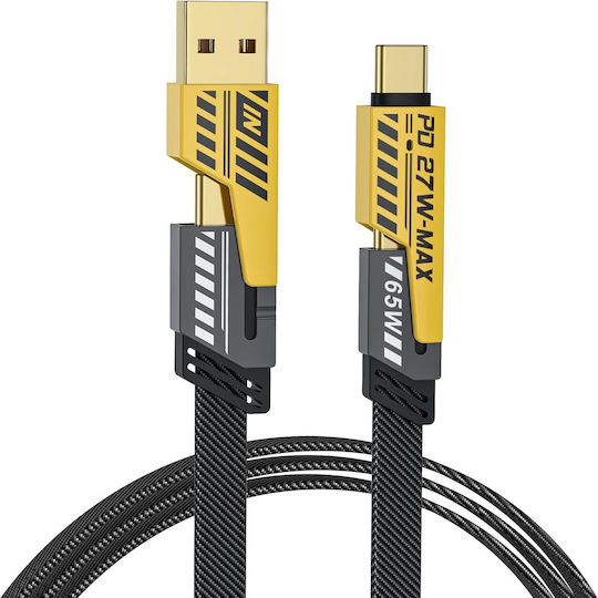 Cablu de Încărcare Multi 4în1 Super Rapid Pd 27w Usb 65w 1.2 Metri Negru Abyz