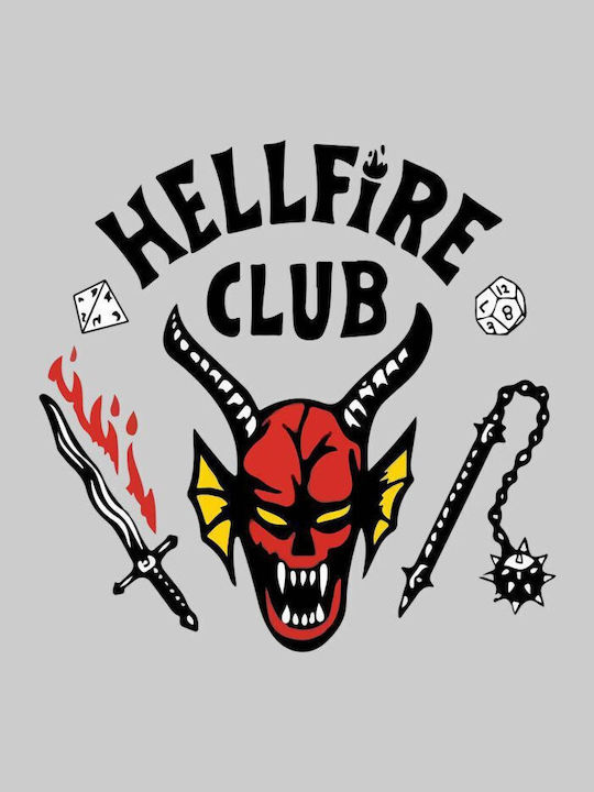 TKT Stranger Things Hellfire Club T-shirt Hellfire Club Μαύρο Βαμβακερό
