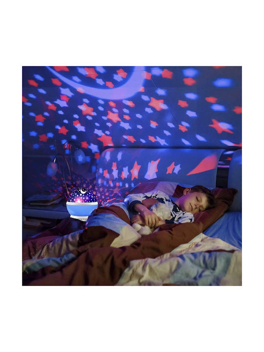 Led Περιστρεφόμενο Παιδικό Φωτιστικό Projector με Εναλλαγές Χρωματισμών Γαλάζιο