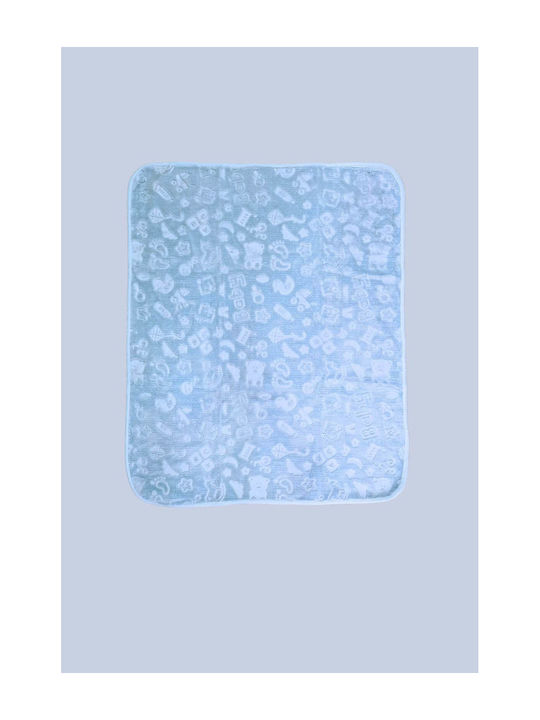 Recos Κουβέρτα Αγκαλιάς & Λίκνου Βελουτέ Γαλάζια 100x120εκ.