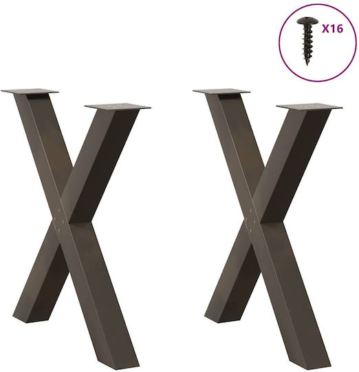 vidaXL Metallic Furniture Leg 2 Pieces Suitable for Table / Coffee Table / Office 70x72cm Brown