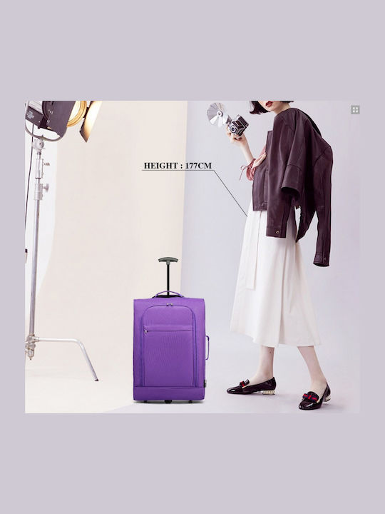 Miss Lulu Valiză De Călătorie Cabina Din Material Textil Violet Cu 4 Roți Înălțime 55 Cm