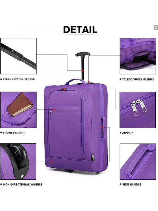 Miss Lulu Valiză De Călătorie Cabina Din Material Textil Violet Cu 4 Roți Înălțime 55 Cm