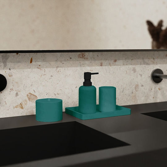 Inter Ceramic Emerald Bathroom Box Icca 55658 Dg Freestanding Polyresin 10.1x7cm Matte Emerald