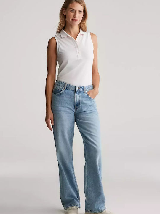 Bluza Damă Polo Fără Mâneci Albă