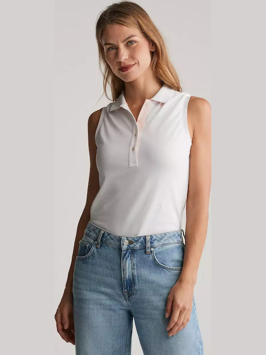 Bluza Damă Polo Fără Mâneci Albă