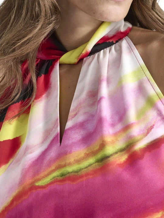 Women's Blouse Sleeveless Marbled-print