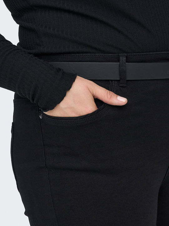 Hoch tailliert Damenjeans Schlaghose Schwarz