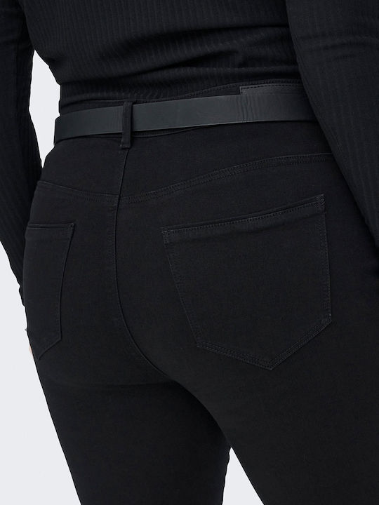 Hoch tailliert Damenjeans Schlaghose Schwarz