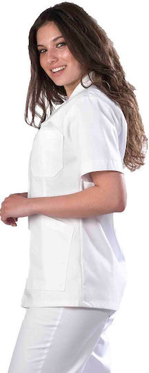 Anta Uniforms Γυναικείο Ιατρικό Σακάκι Λευκό από Βαμβάκι και Πολυεστέρα