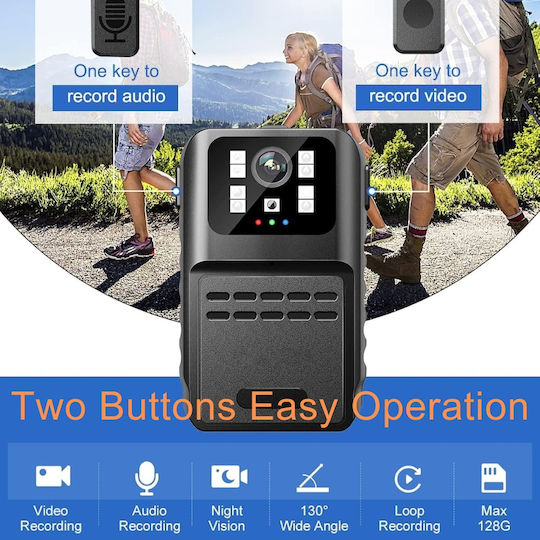 HD 1080p Body Camera Night Vision Loop Recording Police Recorder Daily Activities Cycling Couriers