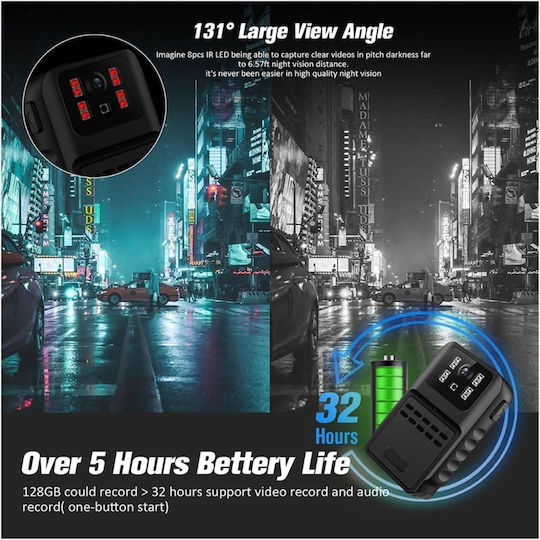 HD 1080p Body Camera Night Vision Loop Recording Police Recorder Daily Activities Cycling Couriers