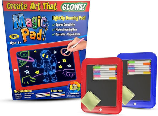 Deluxe Magic Pad Drawing Tablet 8 Light Effects Fluorescent Markers 30 Included Drawings