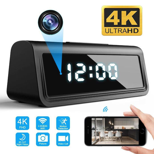 Cameră spion ascunsă 4K în ceas digital Wi-Fi viziune nocturnă senzor de mișcare iOS Android
