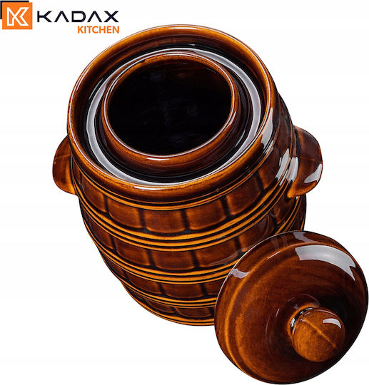 Kadax Βάζο Γενικής Χρήσης με Καπάκι Κεραμικό Καφέ 8000ml
