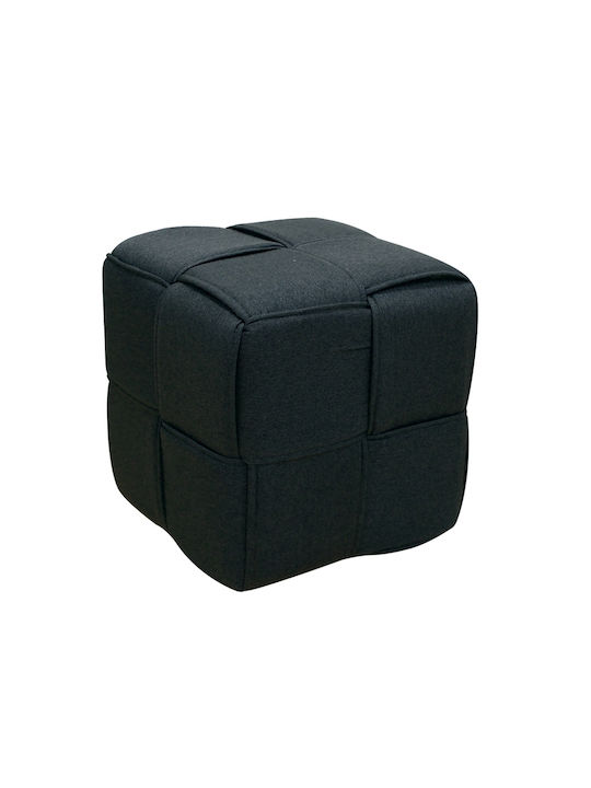 Σκαμπό Σαλονιού Επενδυμένο με Ύφασμα Line Black 40x40x40εκ.