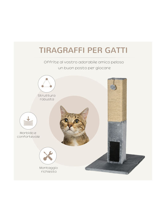 Pawhut Brad Stâlp pentru zgâriat pisici Copaci pentru pisici Gri 59.5x39x79cm