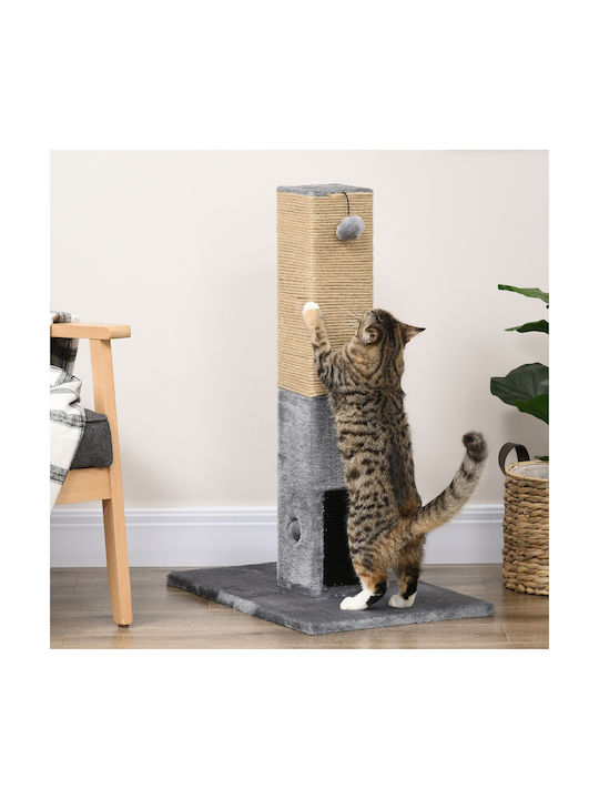 Pawhut Brad Stâlp pentru zgâriat pisici Copaci pentru pisici Gri 59.5x39x79cm