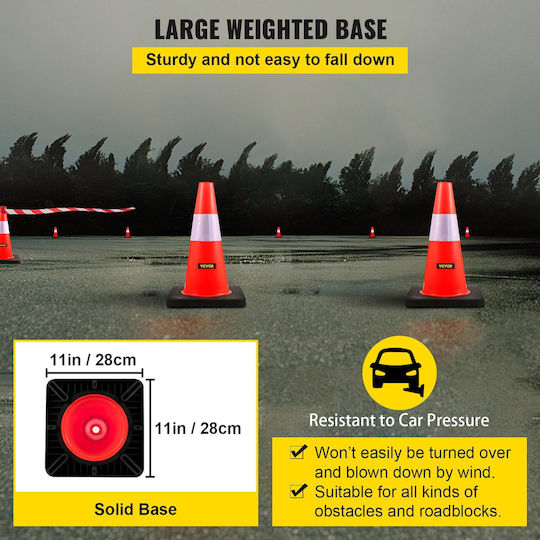 Vevor Traffic Cone Made of Plastic in Orange Colour 28x28cm