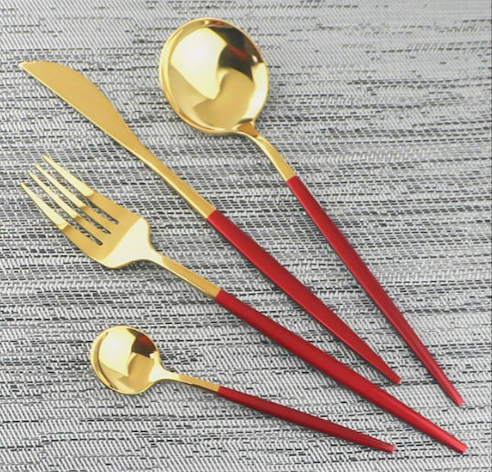 Portuguese Style Set de Tacâmuri Inoxidabil Roșii 24buc