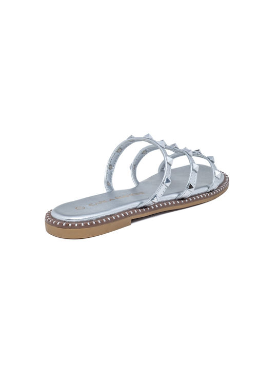 Valentina Ricci Women's Flat Sandals in Silver Color