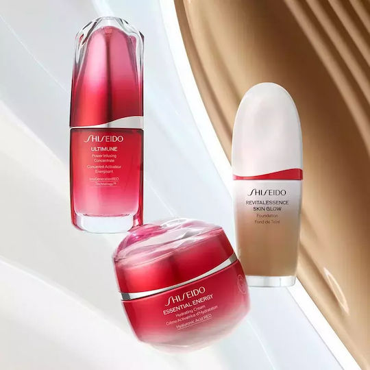 Лек озаряващ фон дьо тен SPF 30 Shiseido Revitalessence Skin Glow нюанс Cedar обем 30 мл