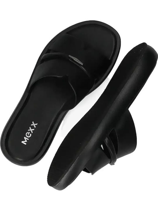 Leather Women's Flat Sandals in Black Color