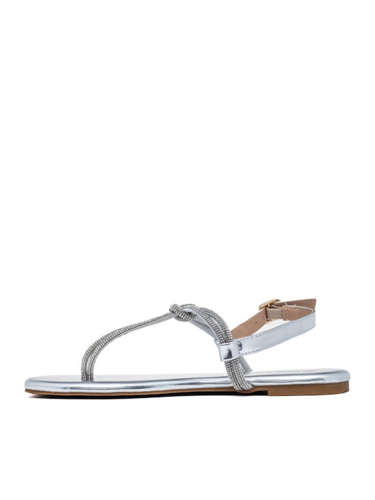 Flache Sandalen für Damen in Silber Farbe