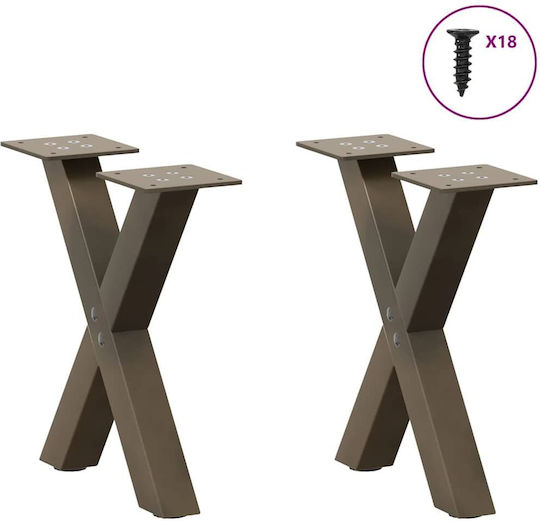 vidaXL Metallic Furniture Leg 2 Pieces Suitable for Table Office 30x30cm Brown