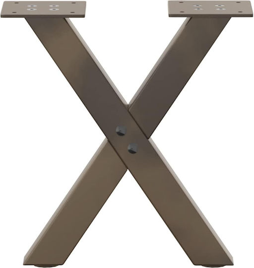 vidaXL Metallic Furniture Leg 2 Pieces Suitable for Table Office 30x30cm Brown