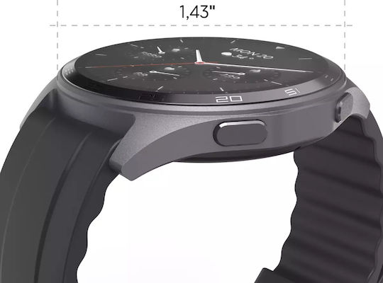 HAMA 7010 46mm Αδιάβροχο Smartwatch με Παλμογράφο (Μαύρο)