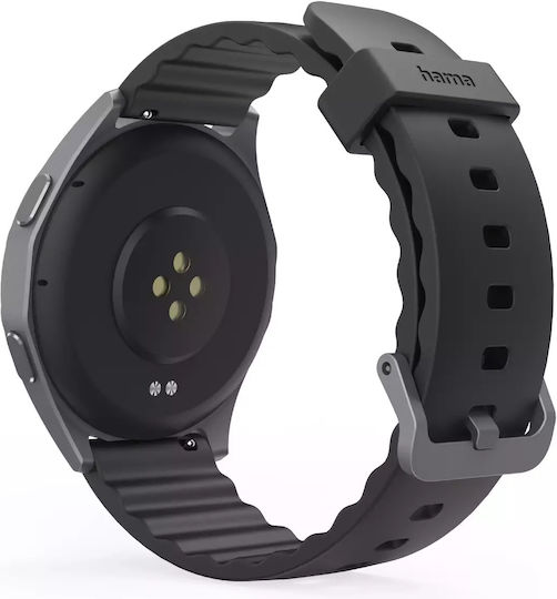 HAMA 7010 46mm Αδιάβροχο Smartwatch με Παλμογράφο (Μαύρο)