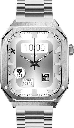 MaxCom FW65 Iron S 55mm Smartwatch με Παλμογράφο (Ασημί)